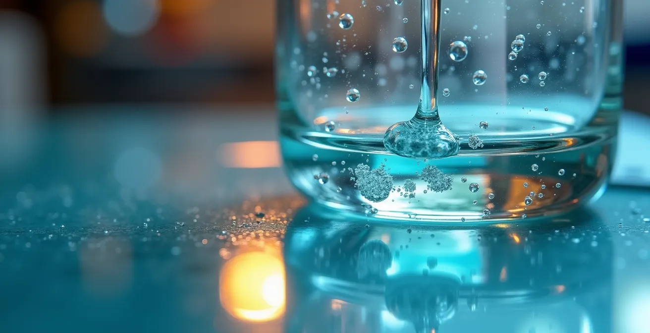 Extreme close-up of glossy resin being applied to glass jar surface showing professional finish