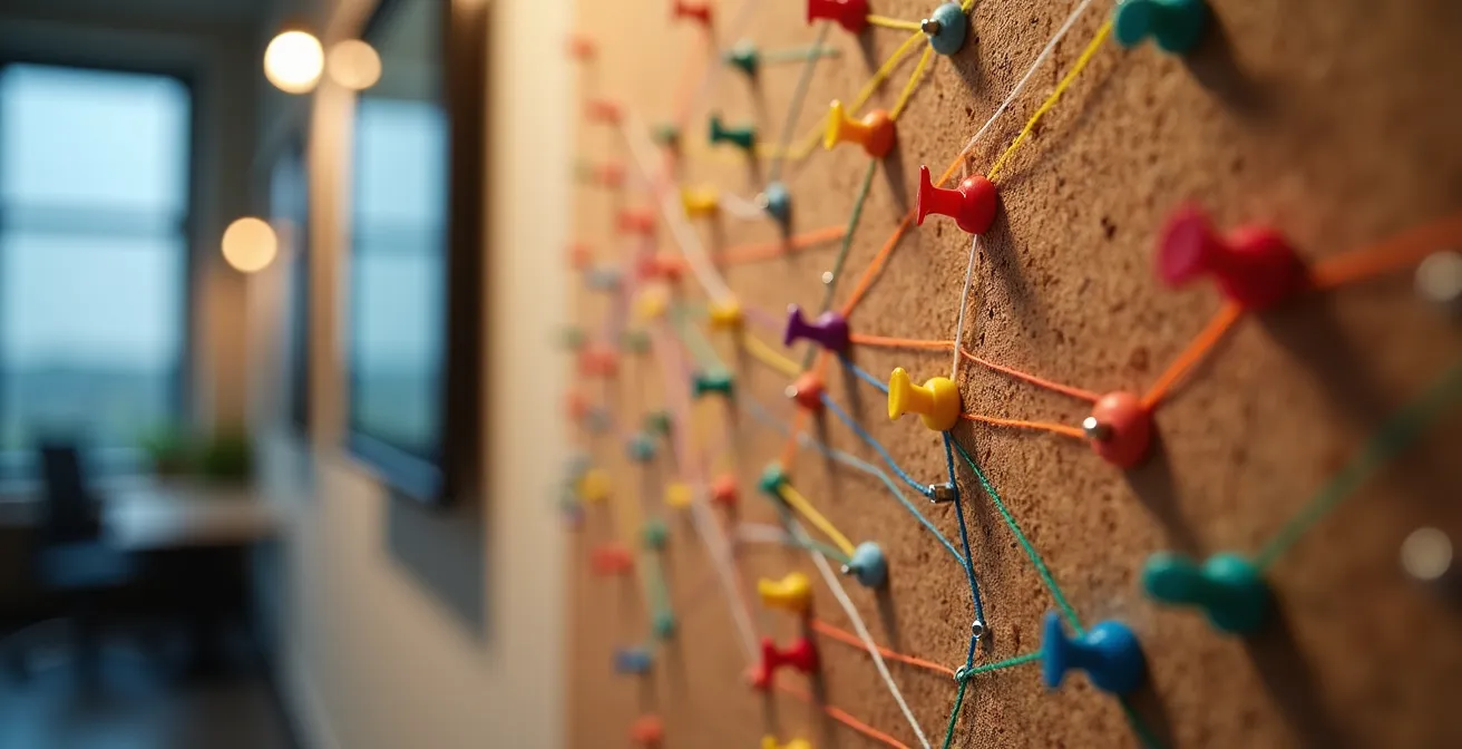 Abstract network of connections between learners and mentors