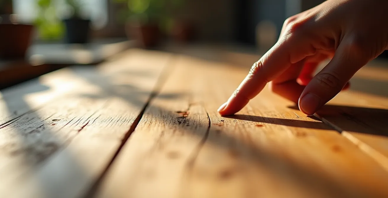 Macro detail of aged raw wood surface showing natural patina