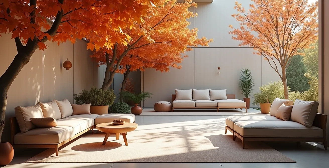 Environmental minimalist photography of seasonal furniture displays